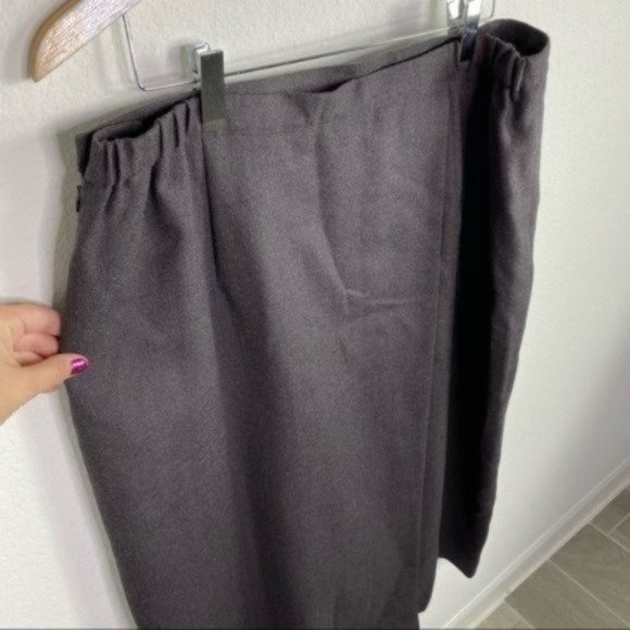 Harve Benard Wool Midi Skirt Back Slit Size 16 - Picture 2 of 7